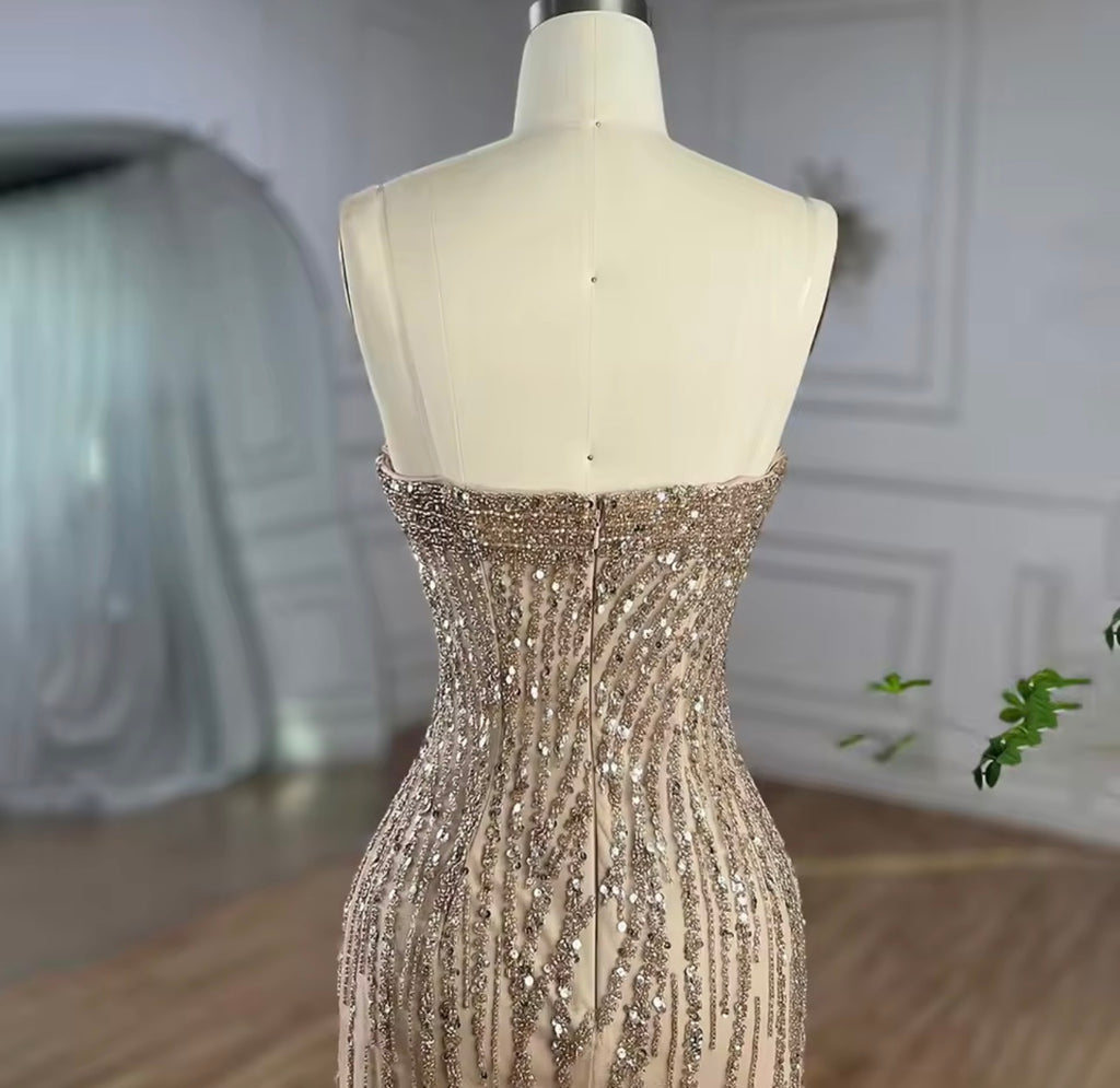 Mermaid Long Cloak Beaded Pearls Luxury Evening Dresses Gowns