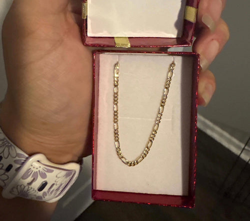 14K Solid  Figaro Chain Necklace