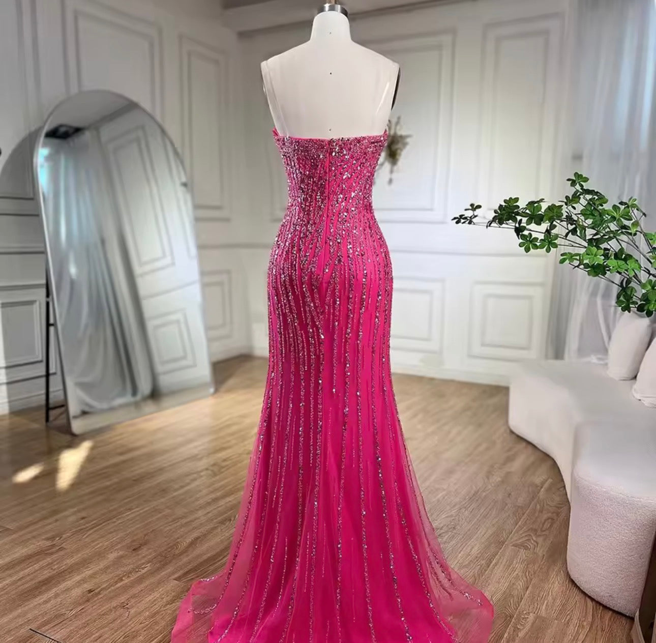 Mermaid Long Cloak Beaded Pearls Luxury Evening Dresses Gowns