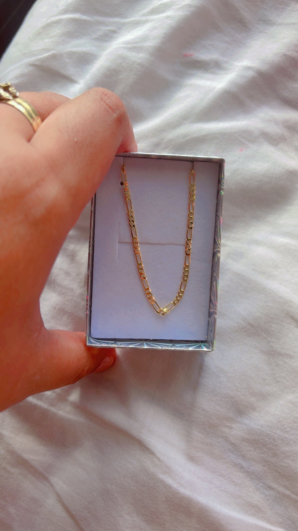 14K Solid  Figaro Chain Necklace