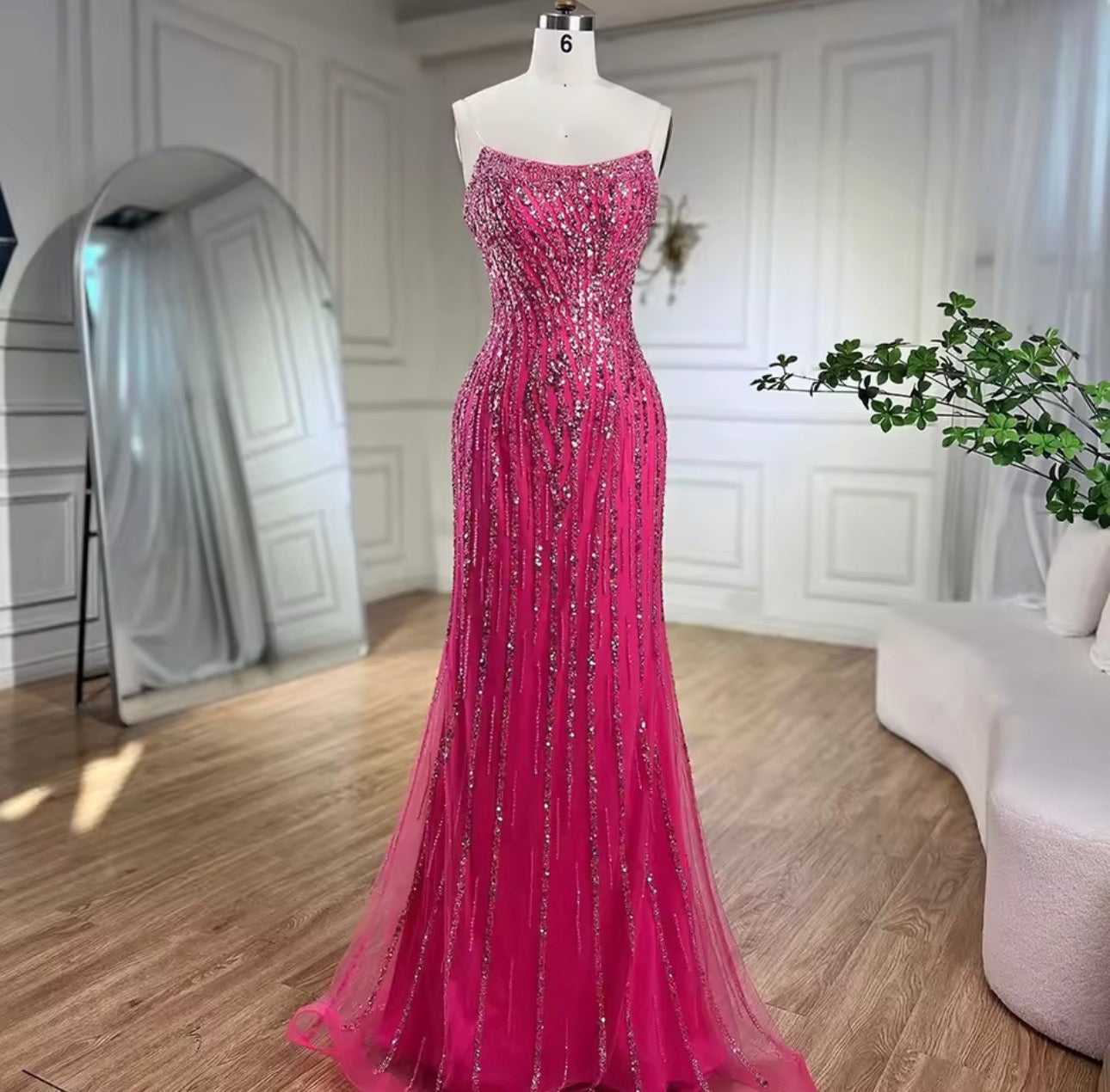 Mermaid Long Cloak Beaded Pearls Luxury Evening Dresses Gowns