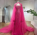 Mermaid Long Cloak Beaded Pearls Luxury Evening Dresses Gowns