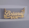 Scroll Heart Nameplate - 10K/14K Solid Real Gold Custom Name Pendant [Nameplate Only