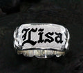 Hand Engraved 10mm Hawaiian Ring: Black Enameled Sterling Silver Kuuipo Name Ring